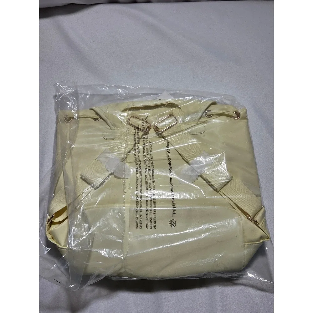 Year‎ of Ours Nylon Backpack Pale Yellow Drawstring Cargo Pocket Travel Bag NWT
